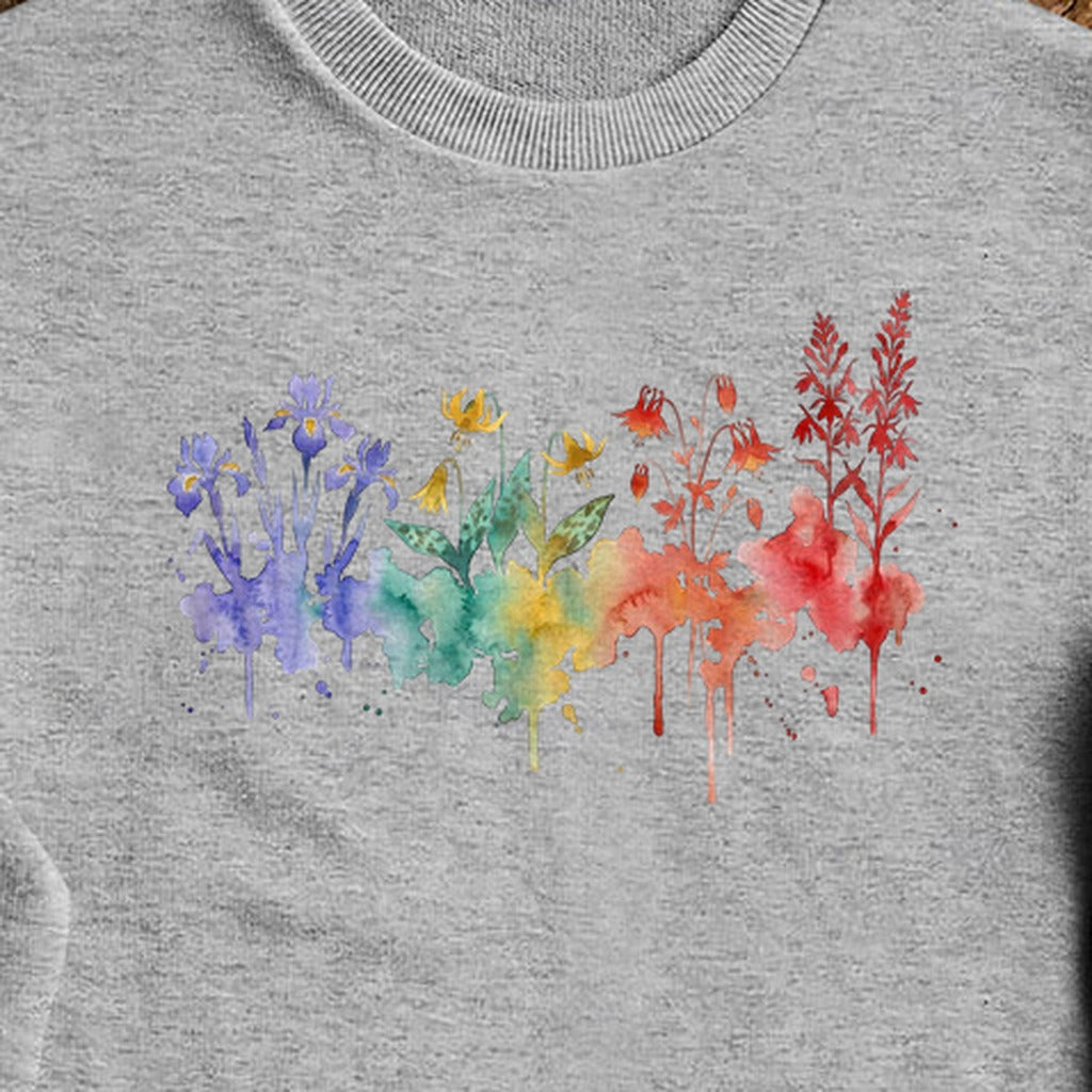 Watercolor New River Gorge Wildflowers Crewneck Sweatshirt