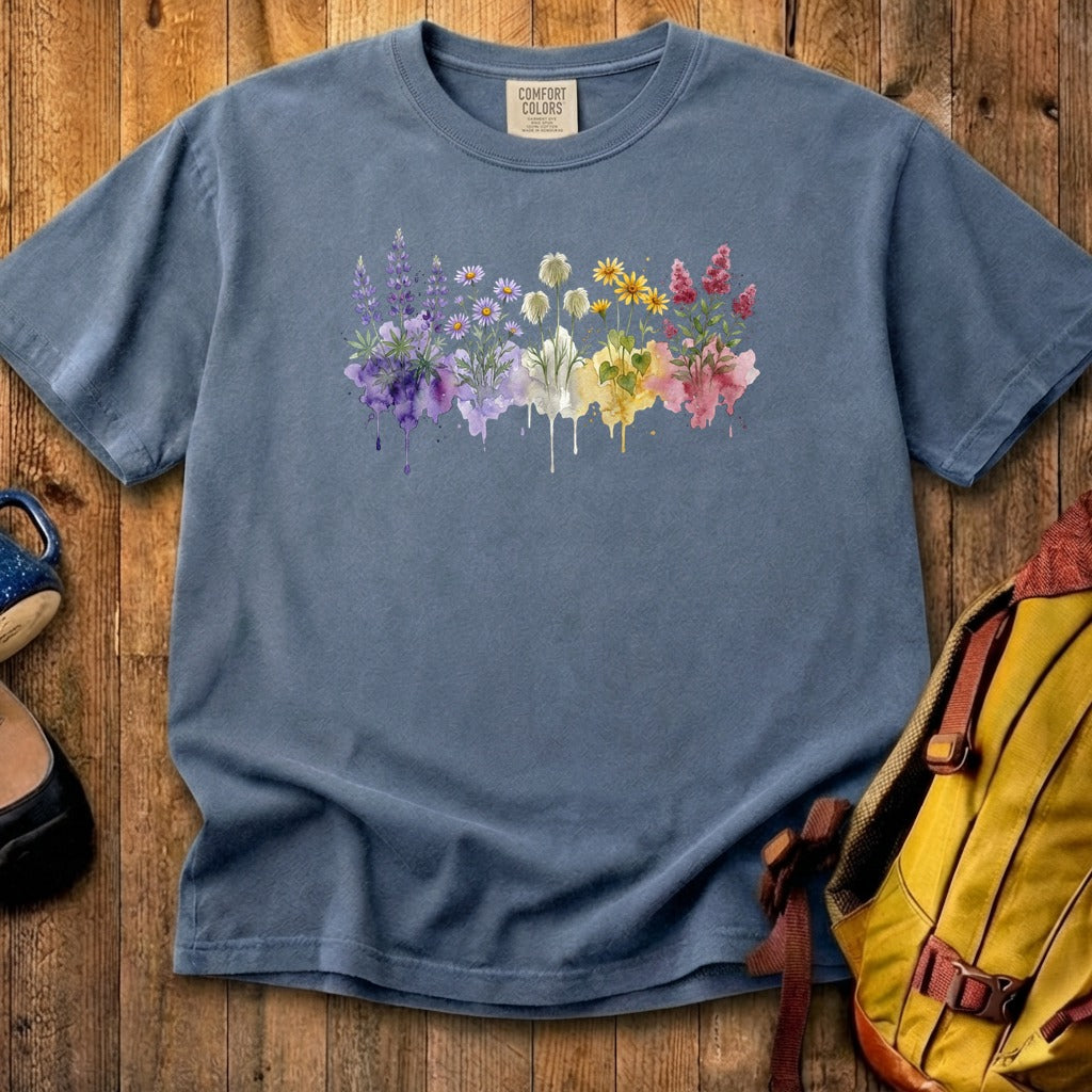 Watercolor North Cascades Wildflowers Cotton T-Shirt