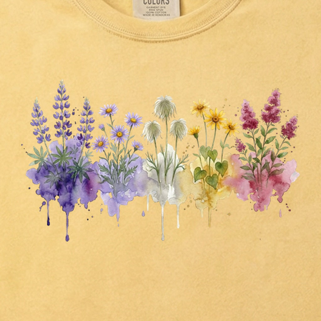 Watercolor North Cascades Wildflowers Cotton T-Shirt