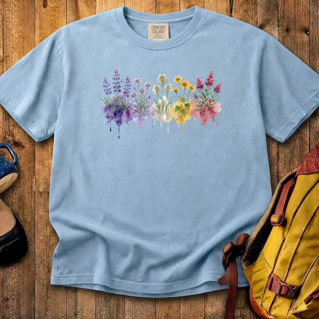 Watercolor North Cascades Wildflowers Cotton T-Shirt