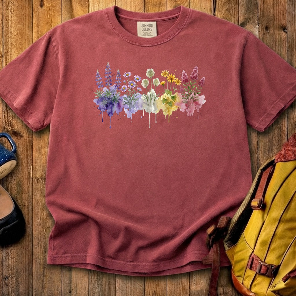 Watercolor North Cascades Wildflowers Cotton T-Shirt