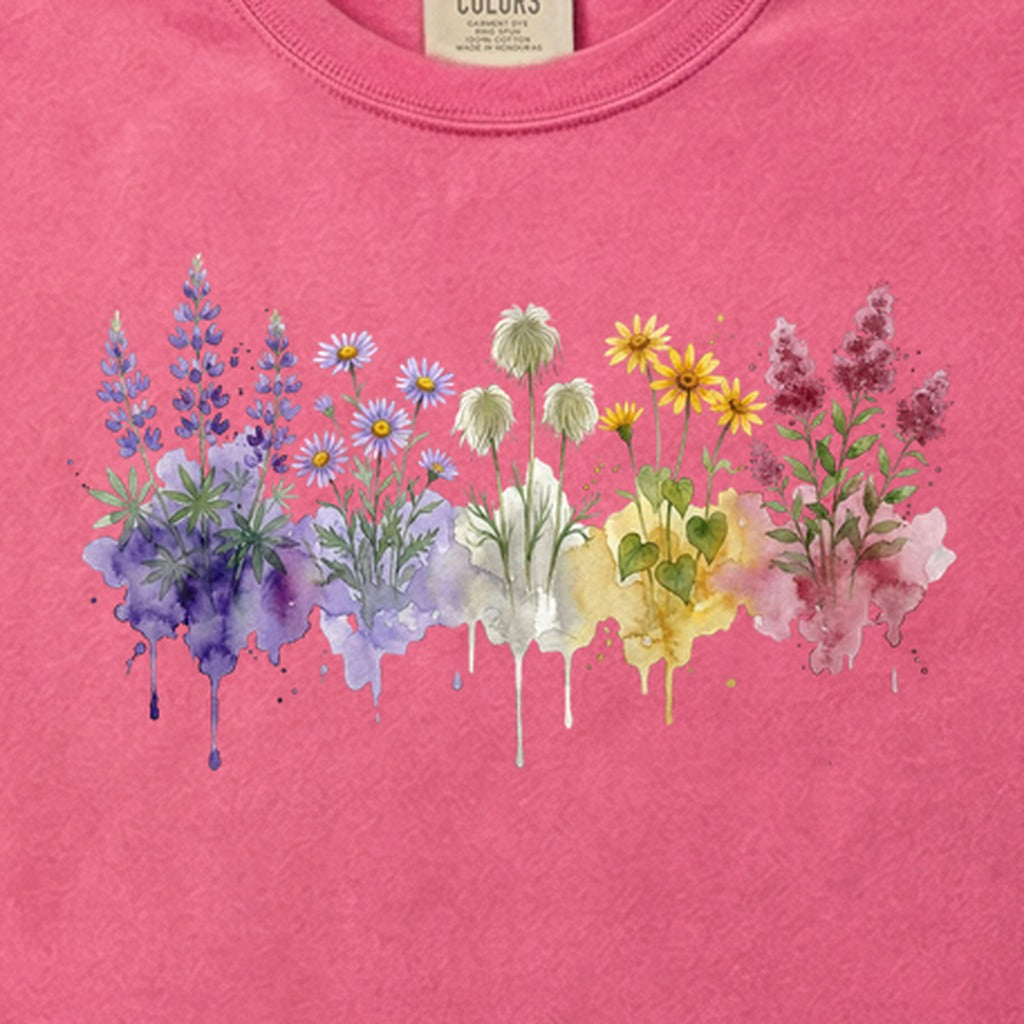 Watercolor North Cascades Wildflowers Cotton T-Shirt