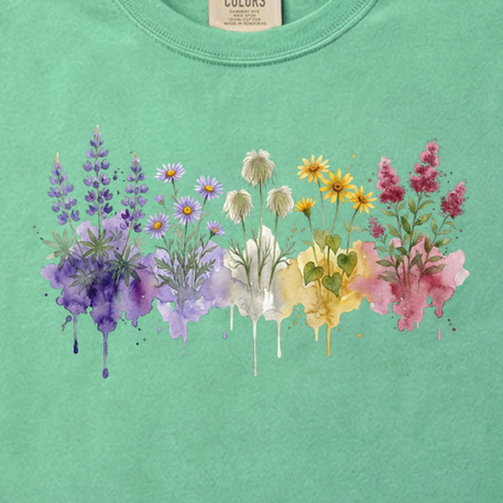 Watercolor North Cascades Wildflowers Cotton T-Shirt