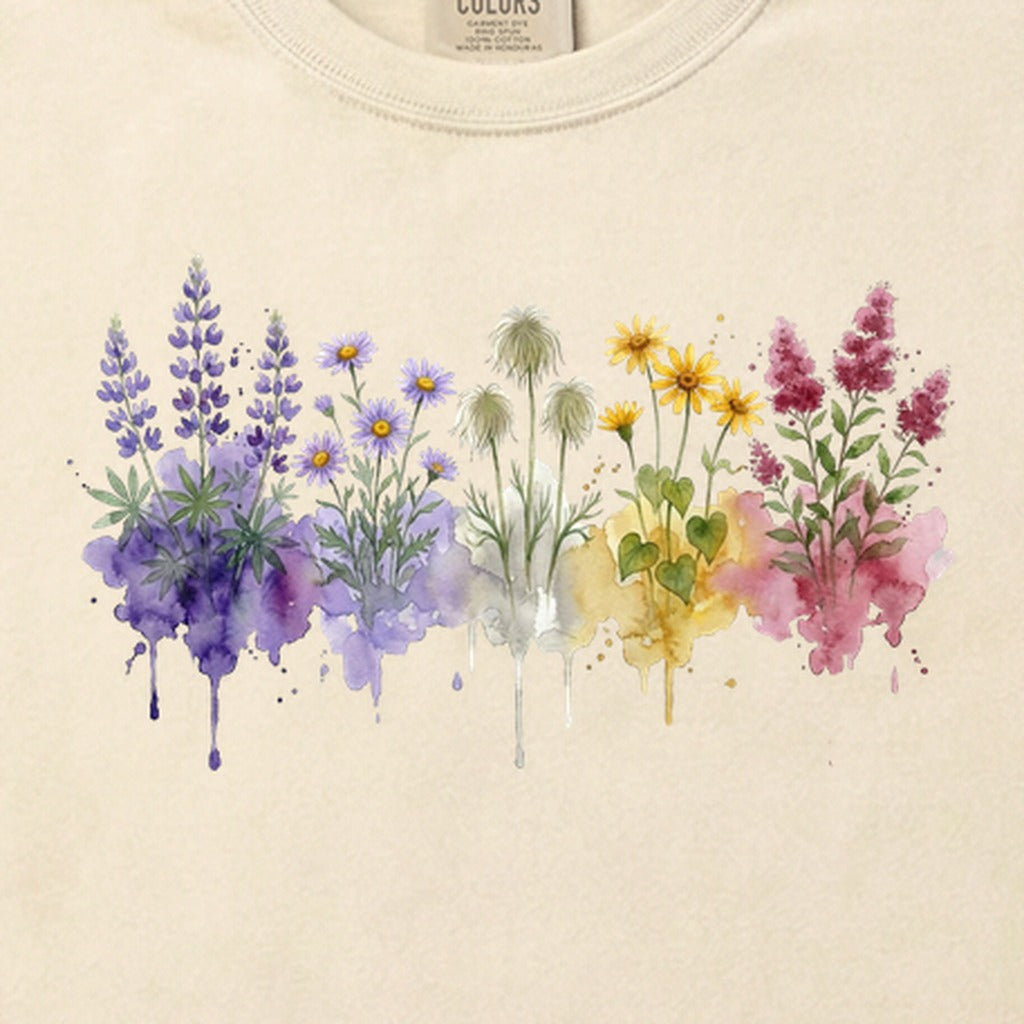 Watercolor North Cascades Wildflowers Cotton T-Shirt
