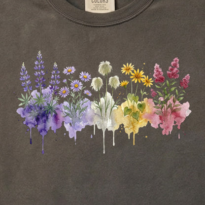 Watercolor North Cascades Wildflowers Cotton T-Shirt