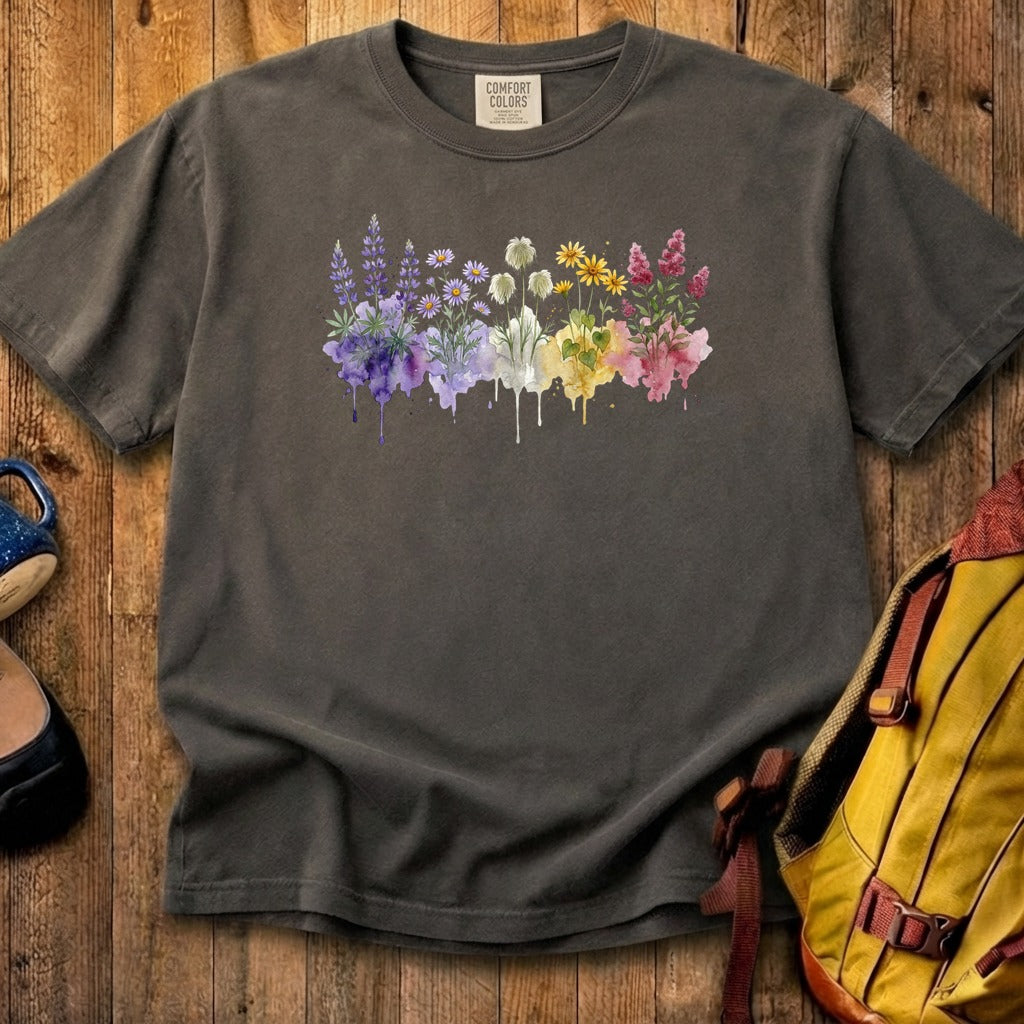 Watercolor North Cascades Wildflowers Cotton T-Shirt