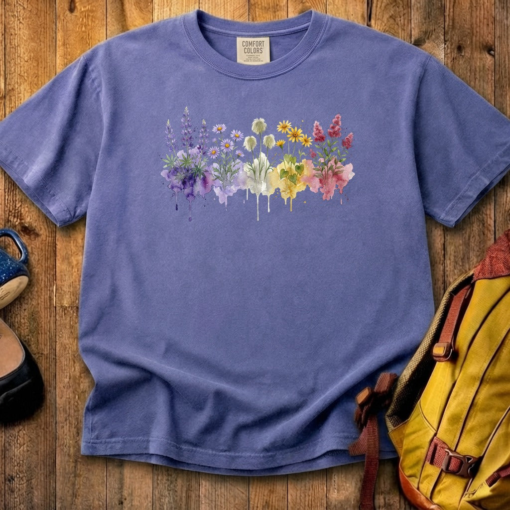 Watercolor North Cascades Wildflowers Cotton T-Shirt