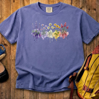 Watercolor North Cascades Wildflowers Cotton T-Shirt