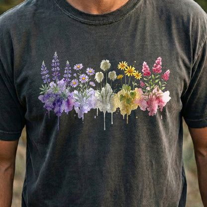 Watercolor North Cascades Wildflowers Cotton T-Shirt