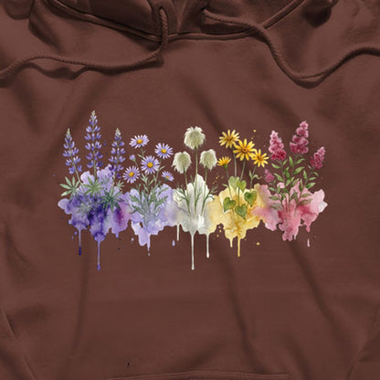 Watercolor North Cascades Wildflowers Hoodie