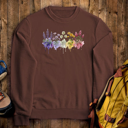 Watercolor North Cascades Wildflowers Crewneck Sweatshirt