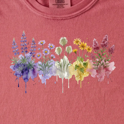 Watercolor North Cascades Wildflowers Kids Cotton T-Shirt