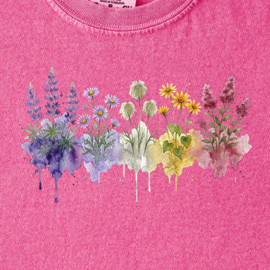 Watercolor North Cascades Wildflowers Kids Cotton T-Shirt
