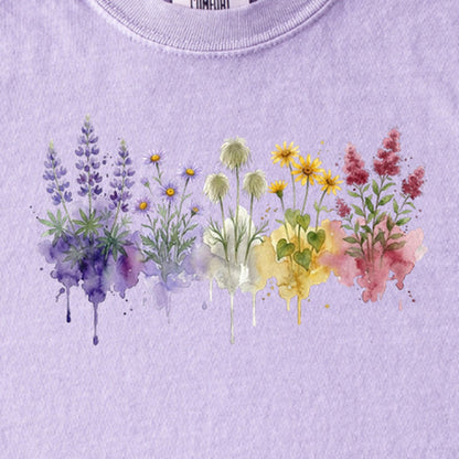 Watercolor North Cascades Wildflowers Kids Cotton T-Shirt