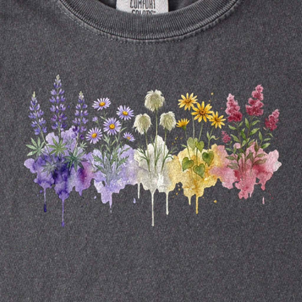 Watercolor North Cascades Wildflowers Kids Cotton T-Shirt