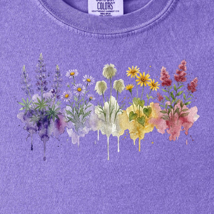 Watercolor North Cascades Wildflowers Kids Cotton T-Shirt