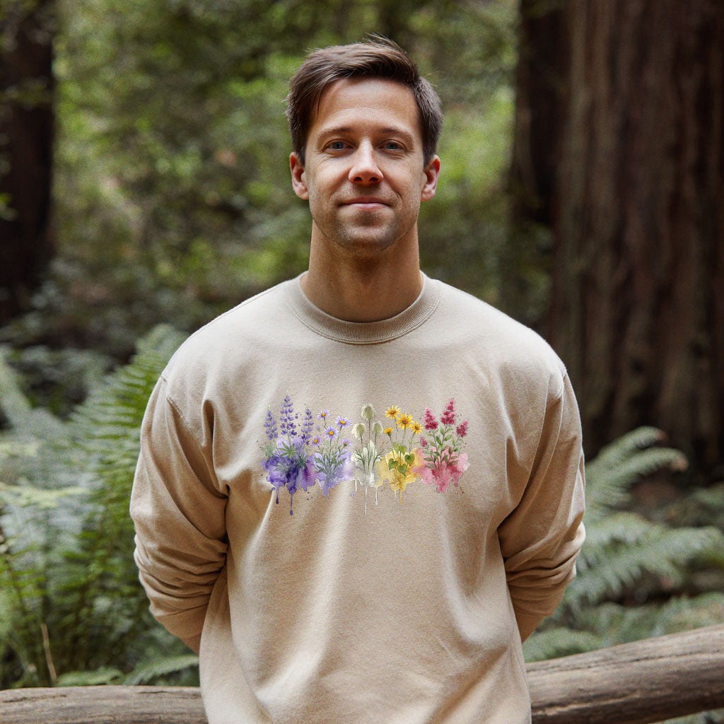 Watercolor North Cascades Wildflowers Crewneck Sweatshirt
