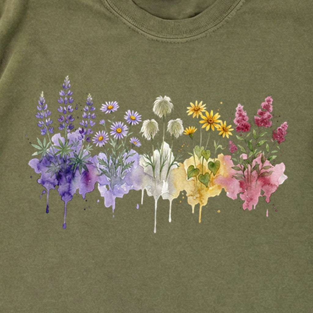 Watercolor North Cascades Wildflowers Premium Long Sleeve