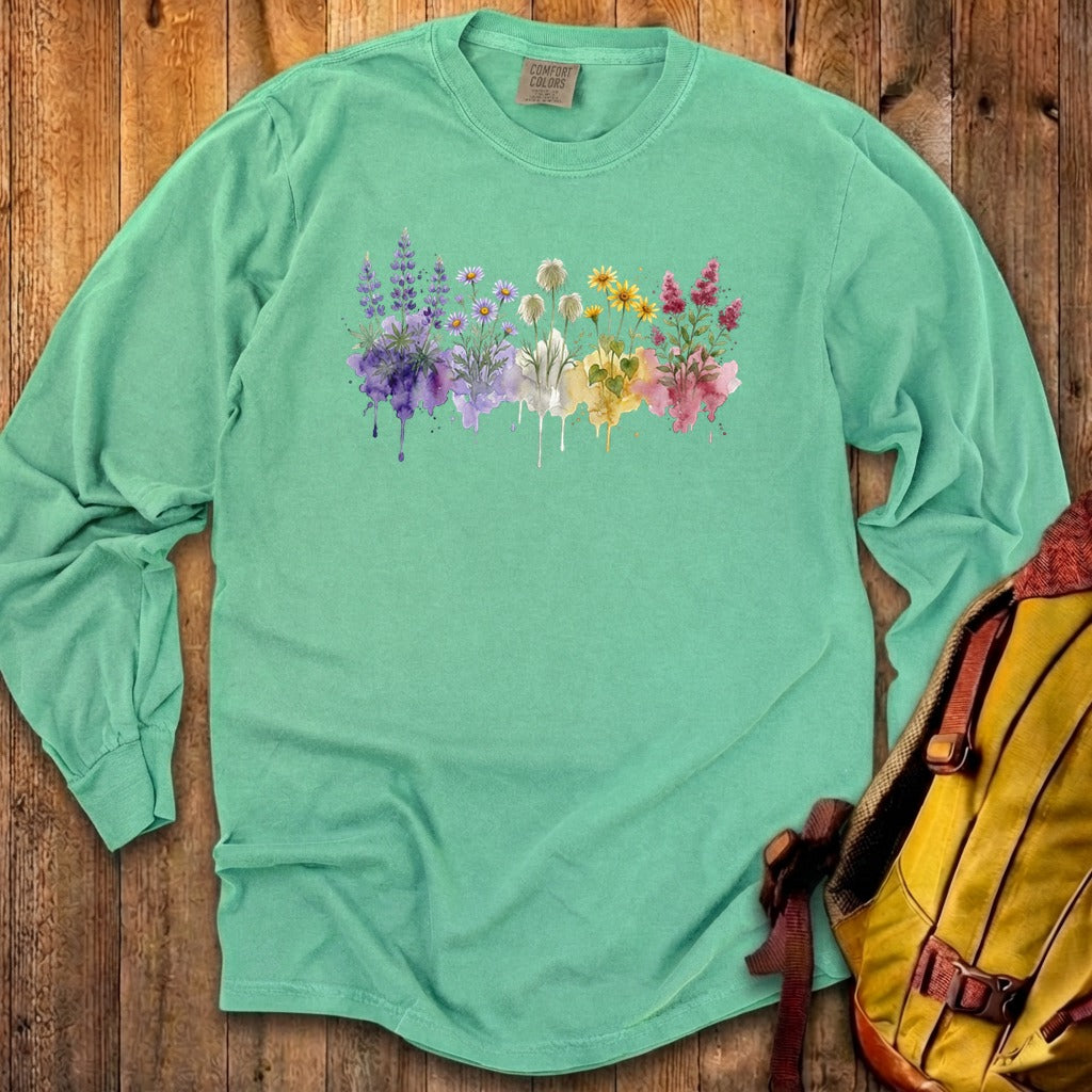 Watercolor North Cascades Wildflowers Premium Long Sleeve