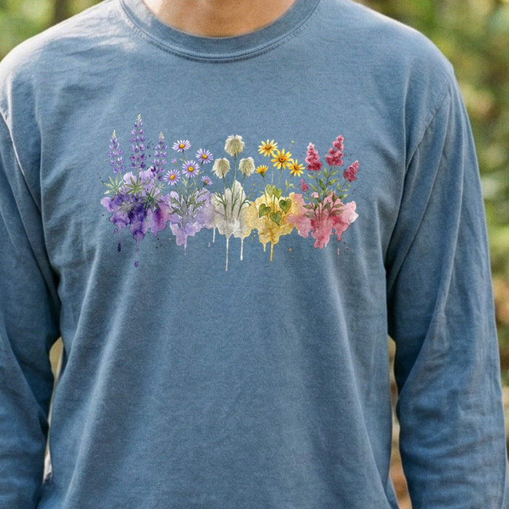 Watercolor North Cascades Wildflowers Premium Long Sleeve
