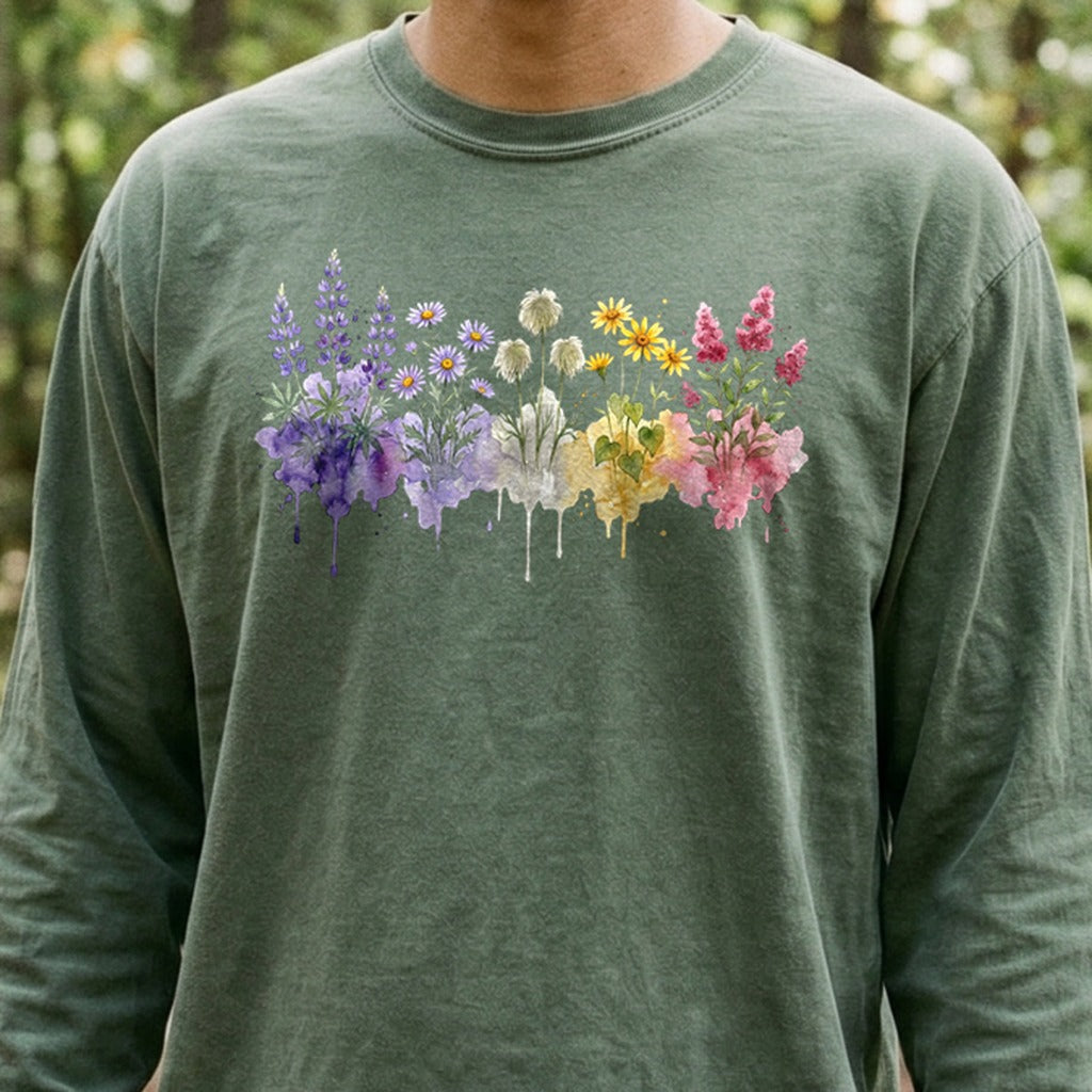 Watercolor North Cascades Wildflowers Premium Long Sleeve