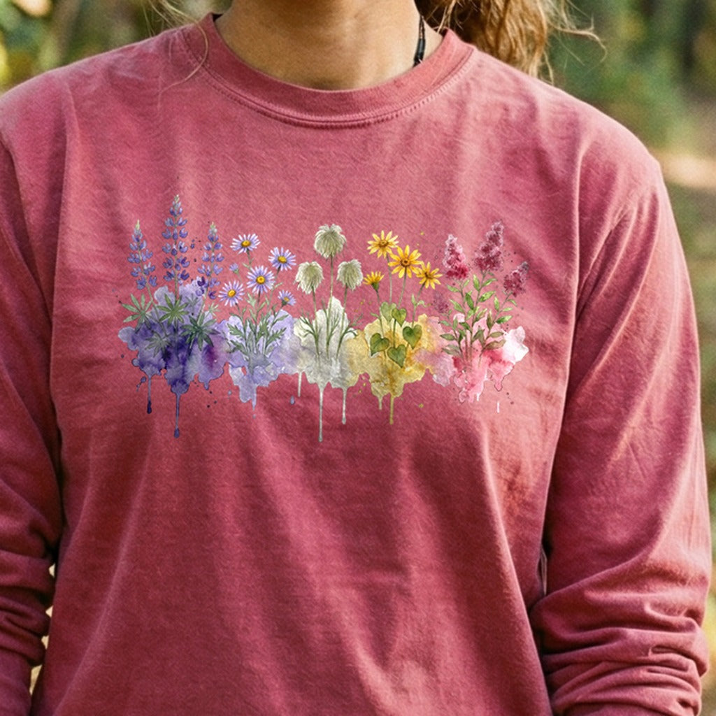 Watercolor North Cascades Wildflowers Premium Long Sleeve