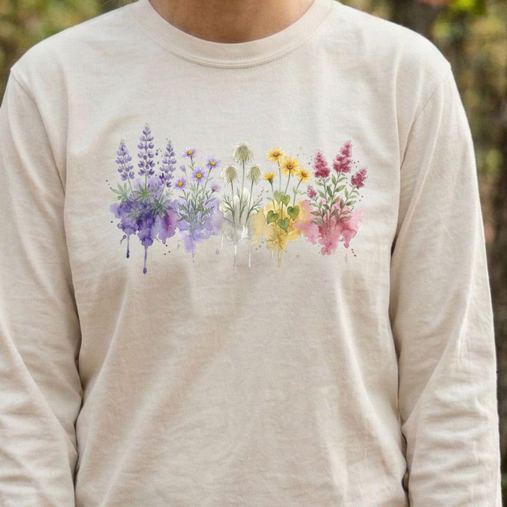 Watercolor North Cascades Wildflowers Premium Long Sleeve