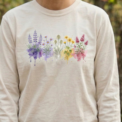 Watercolor North Cascades Wildflowers Premium Long Sleeve