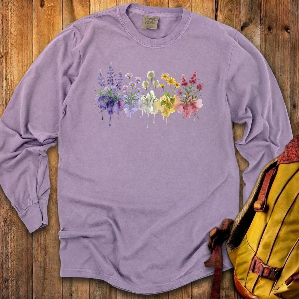 Watercolor North Cascades Wildflowers Premium Long Sleeve