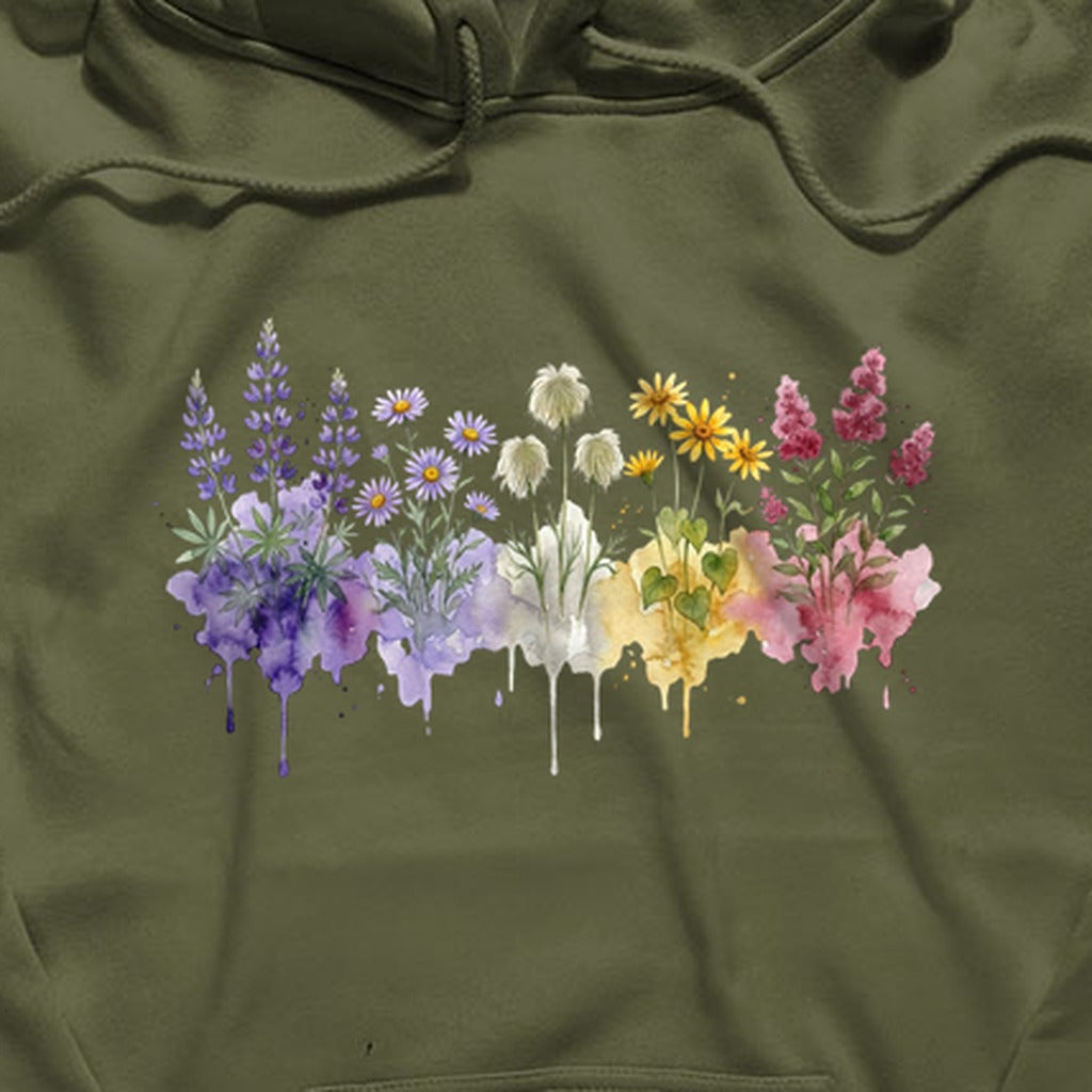 Watercolor North Cascades Wildflowers Hoodie