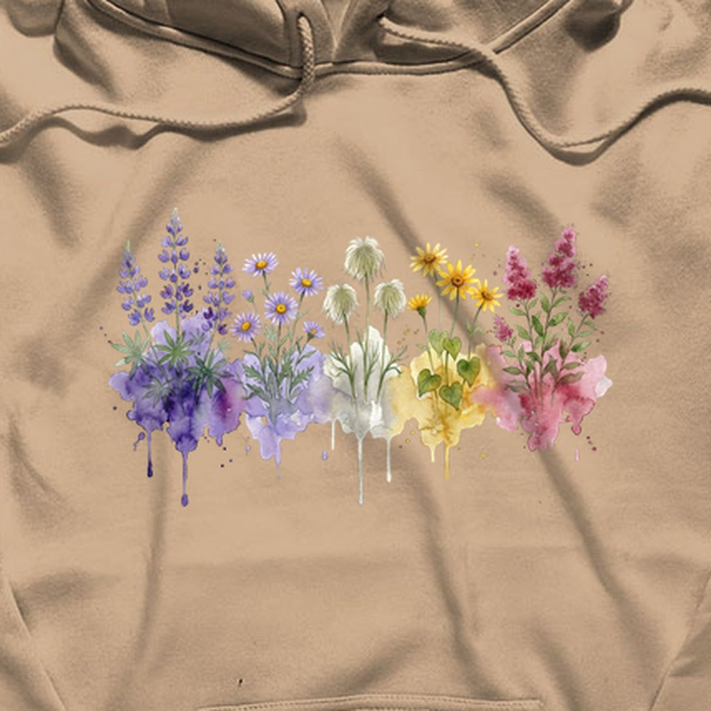 Watercolor North Cascades Wildflowers Hoodie