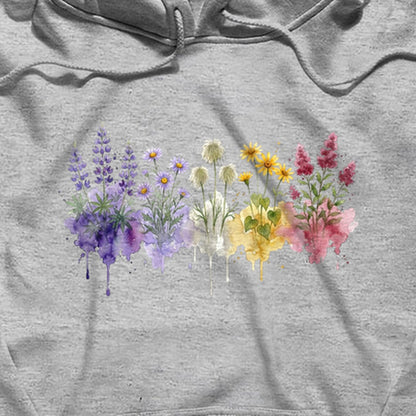 Watercolor North Cascades Wildflowers Hoodie