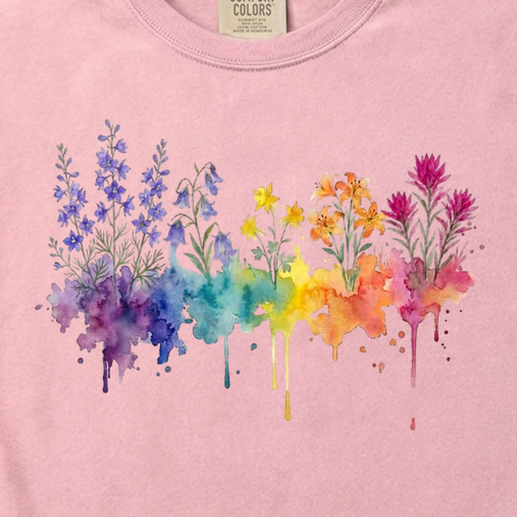 Watercolor Olympic Wildflowers Cotton T-Shirt