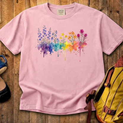 Watercolor Olympic Wildflowers Cotton T-Shirt