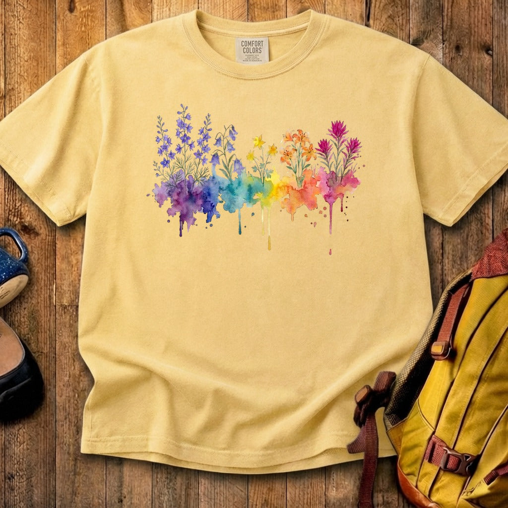 Watercolor Olympic Wildflowers Cotton T-Shirt