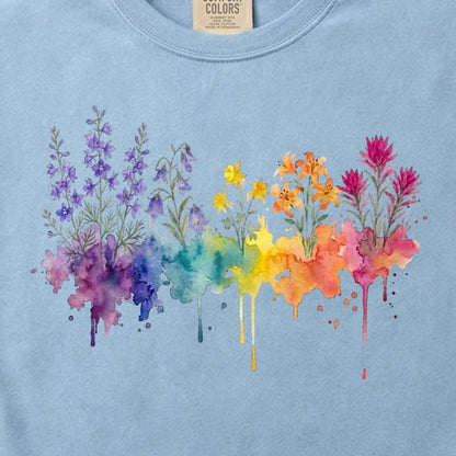 Watercolor Olympic Wildflowers Cotton T-Shirt