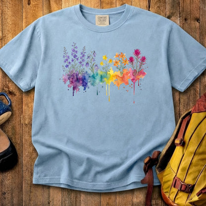 Watercolor Olympic Wildflowers Cotton T-Shirt