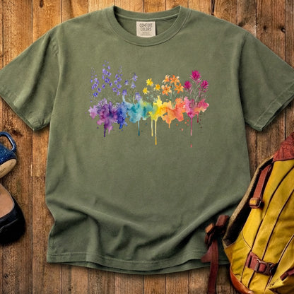 Watercolor Olympic Wildflowers Cotton T-Shirt