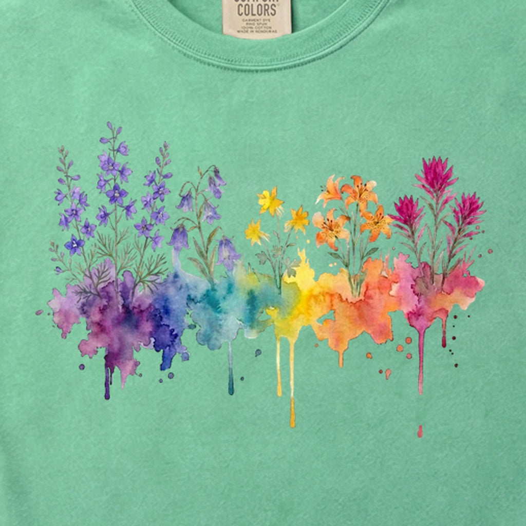 Watercolor Olympic Wildflowers Cotton T-Shirt