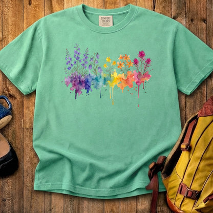Watercolor Olympic Wildflowers Cotton T-Shirt