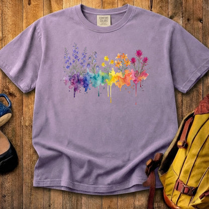 Watercolor Olympic Wildflowers Cotton T-Shirt