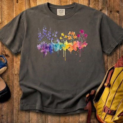 Watercolor Olympic Wildflowers Cotton T-Shirt