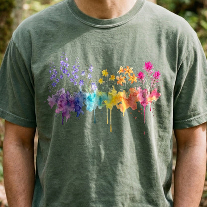 Watercolor Olympic Wildflowers Cotton T-Shirt