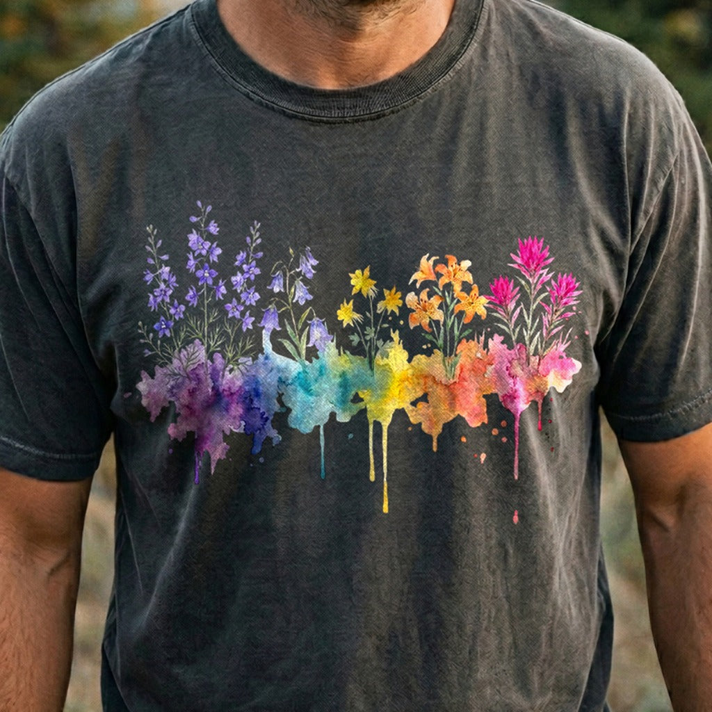 Watercolor Olympic Wildflowers Cotton T-Shirt