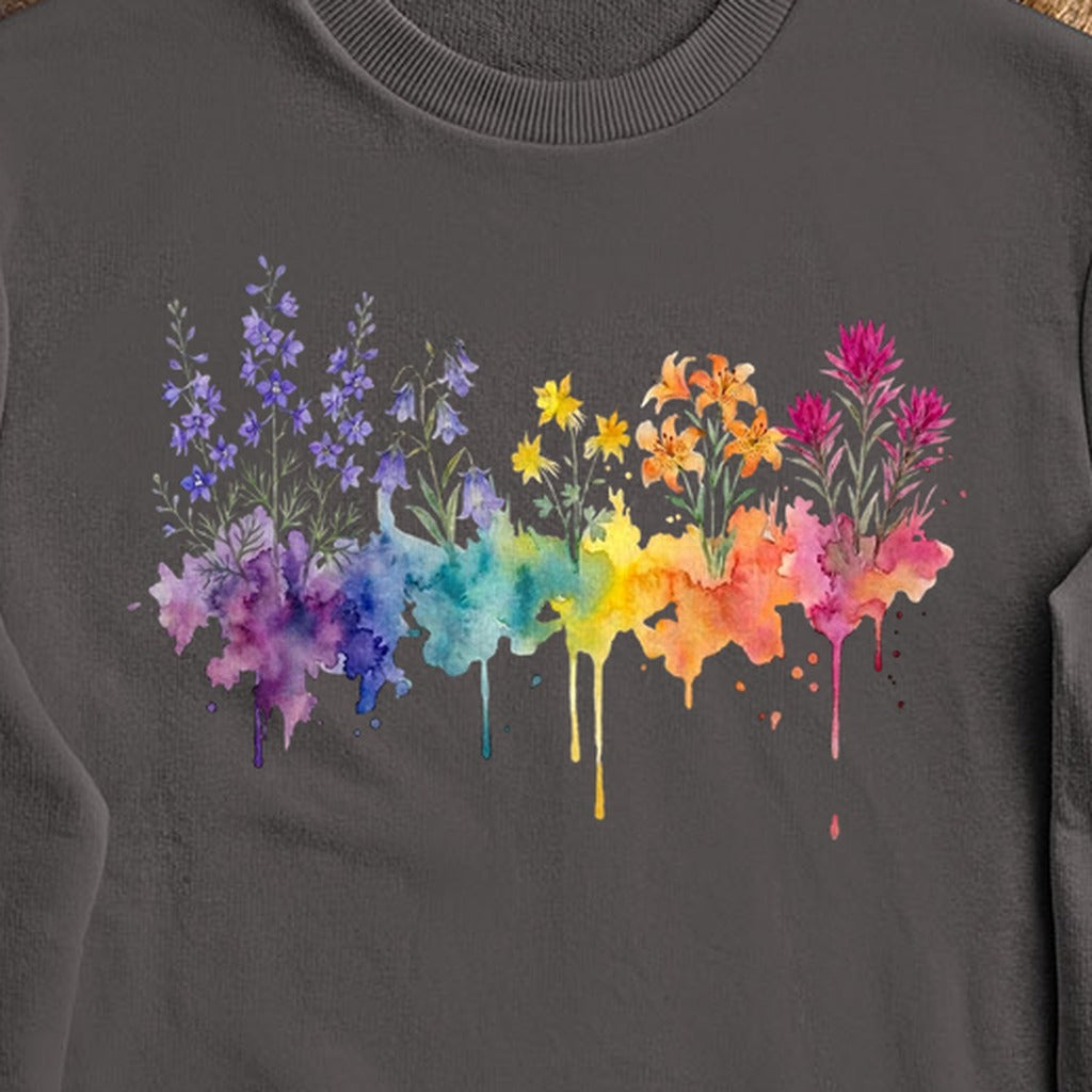 Watercolor Olympic Wildflowers Crewneck Sweatshirt