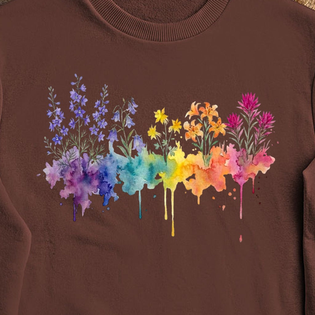 Watercolor Olympic Wildflowers Crewneck Sweatshirt