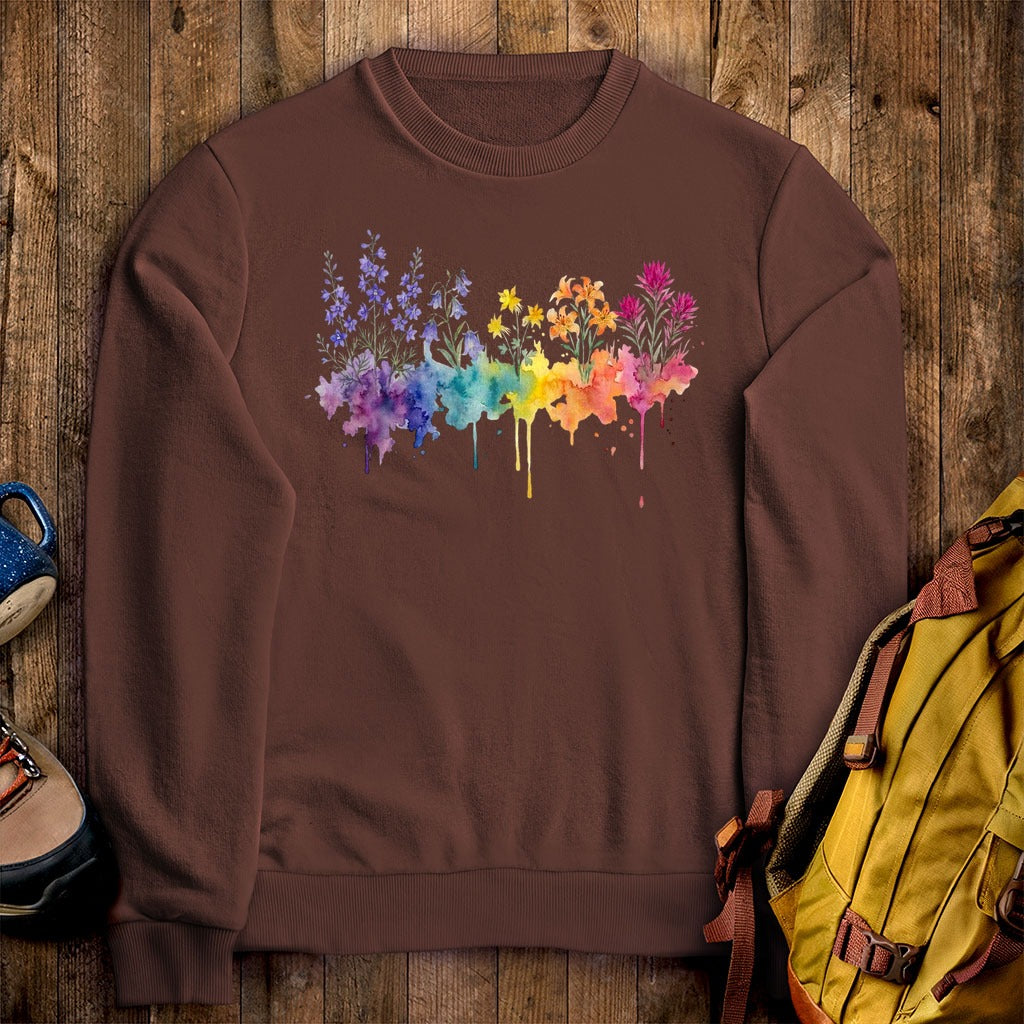 Watercolor Olympic Wildflowers Crewneck Sweatshirt
