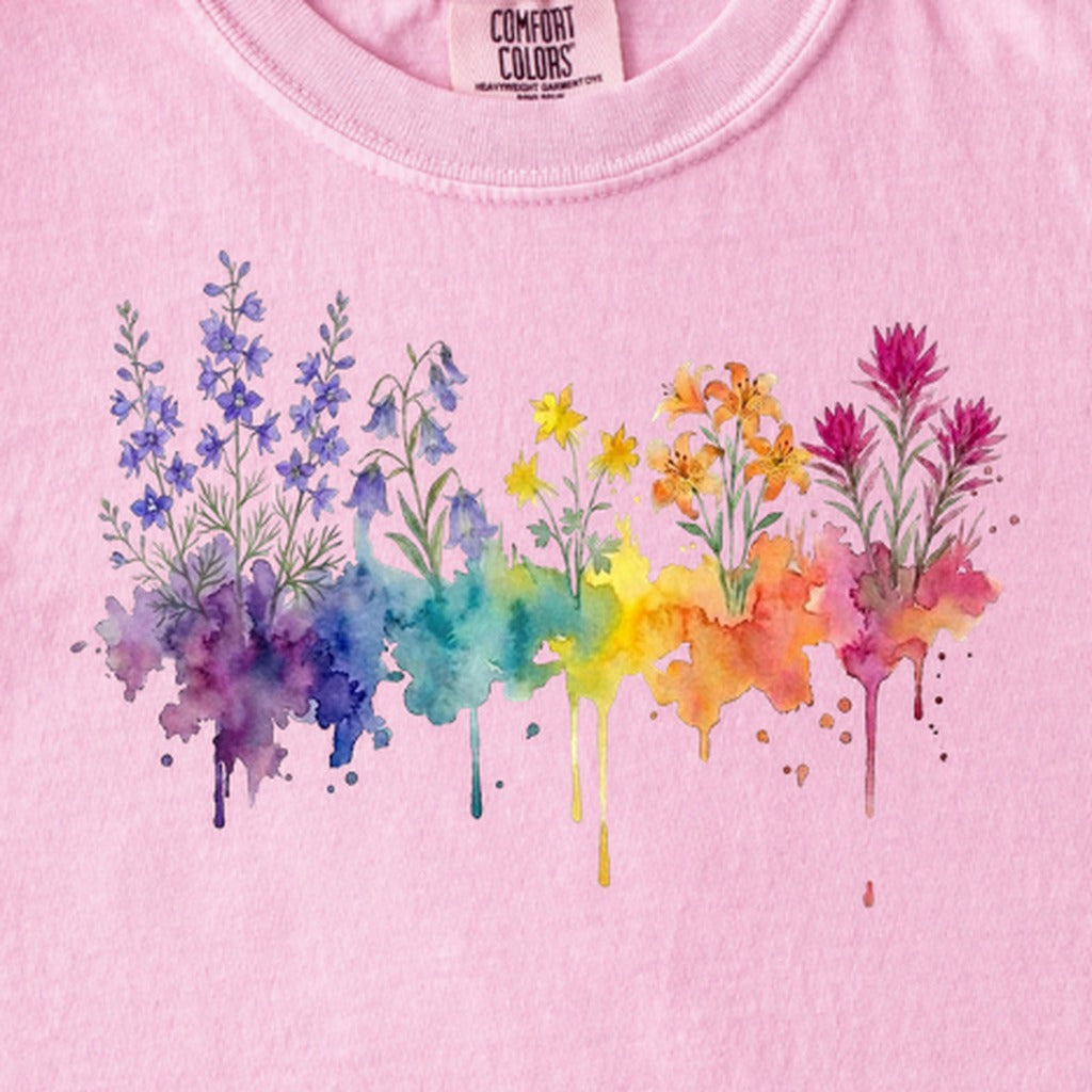 Watercolor Olympic Wildflowers Kids Cotton T-Shirt