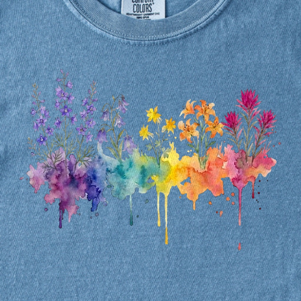 Watercolor Olympic Wildflowers Kids Cotton T-Shirt