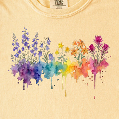 Watercolor Olympic Wildflowers Kids Cotton T-Shirt